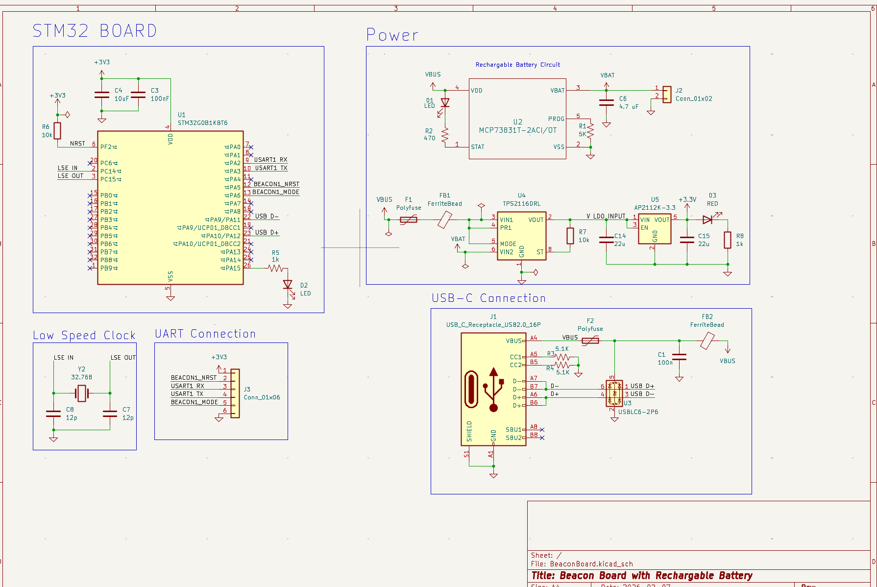 Beacon Board with Rechargeable Battery schematic